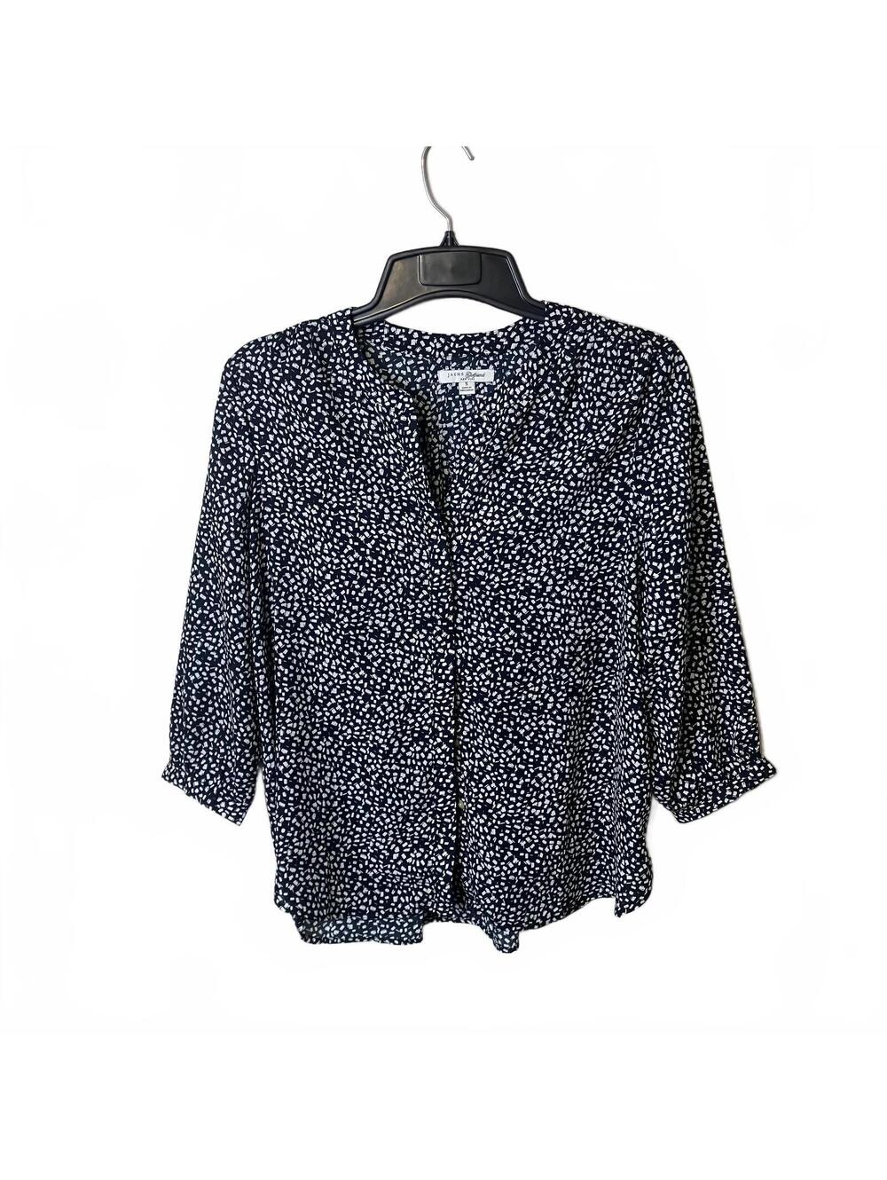 Jachs Girlfriend New York Preppy Black White Artsy Abstract Blouse Size Small